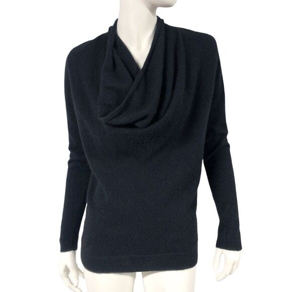 Ann Taylor Petite Womens Pure Cashmere Cowl Neck Black Sweater Size MP - Picture 1 of 6